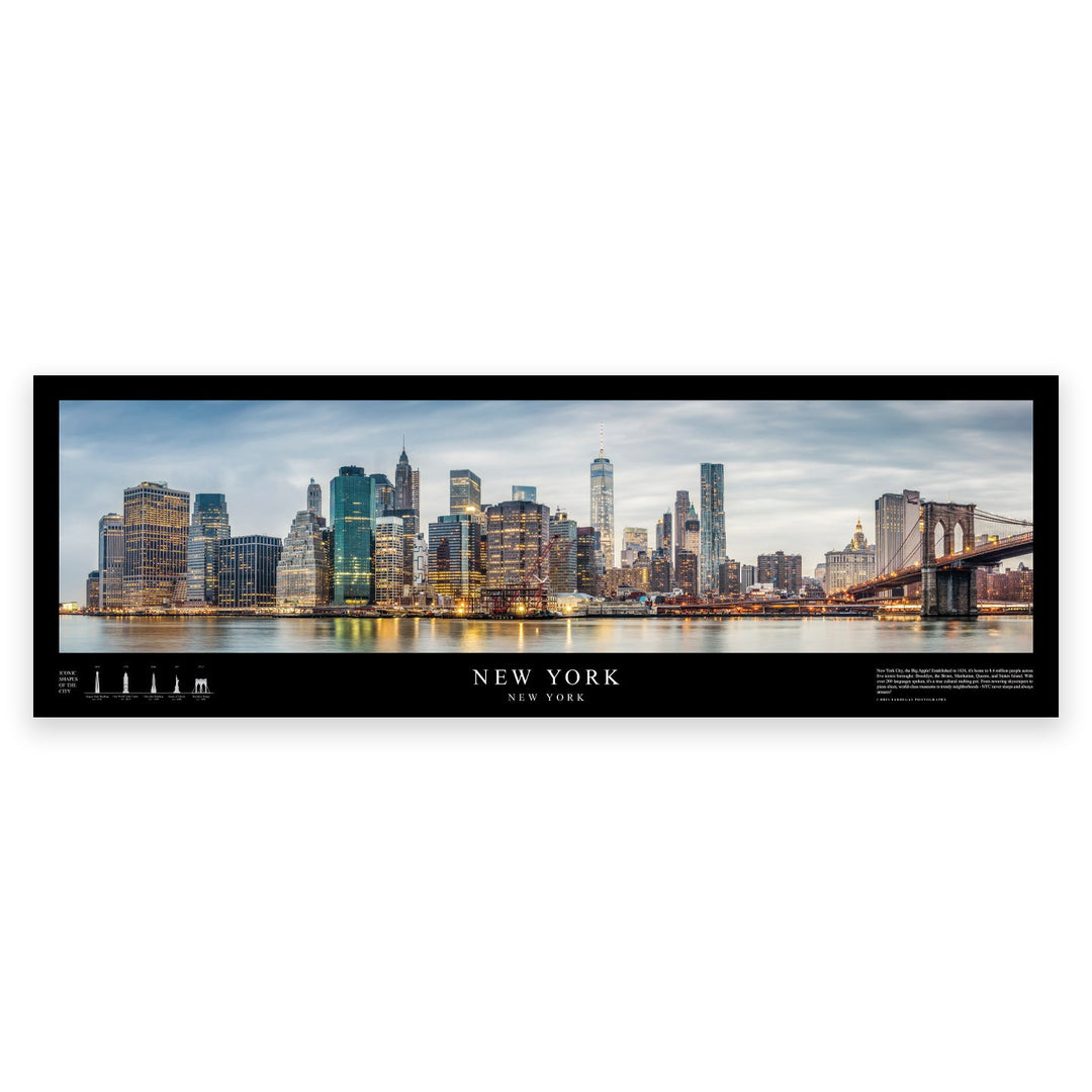 Chris Fabregas Fine Art Photography Panoramic Poster NEW YORK City Skyline Panoramic Poster | 12"x36" Fine Art Print | Archival Quality NYC Wall Art | Office & Home Decor Wall Art print High-quality fine art photography print