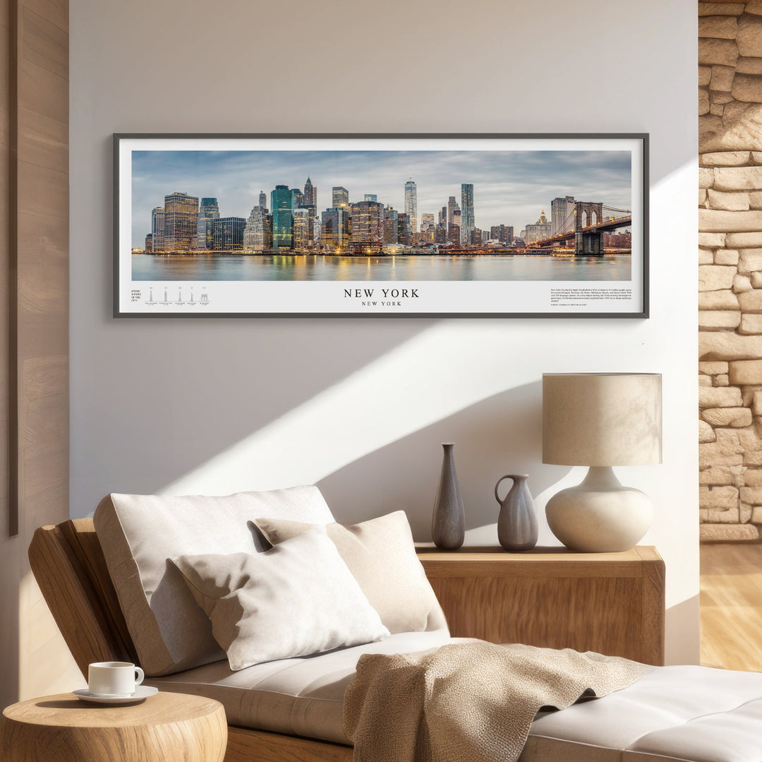 Chris Fabregas Fine Art Photography Panoramic Poster NEW YORK City Skyline Panoramic Poster | 12"x36" Fine Art Print | Archival Quality NYC Wall Art | Office & Home Decor Wall Art print High-quality fine art photography print