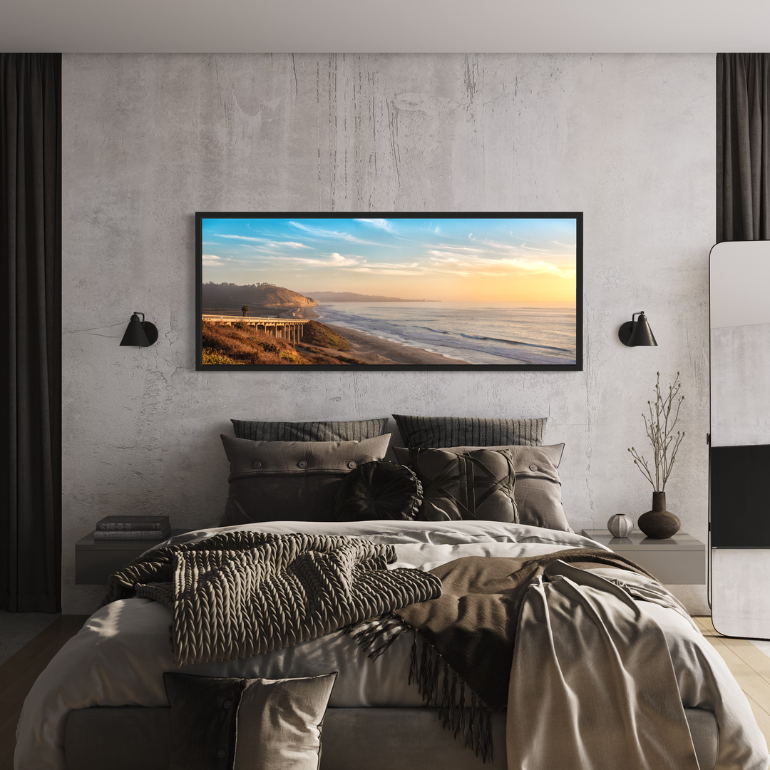 Chris Fabregas Fine Art Photography Metal Print, Canvas Del Mar Beach Sunset Print – Panoramic Coastal Wall Art, California Wall Art print High-quality fine art photography print