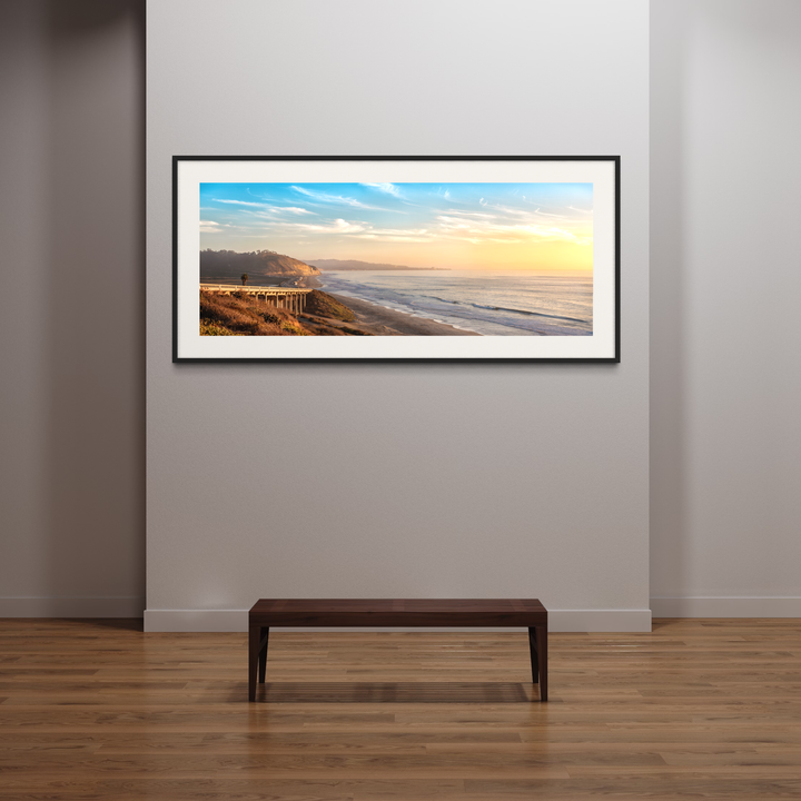 Chris Fabregas Fine Art Photography Metal Print, Canvas Del Mar Beach Sunset Print – Panoramic Coastal Wall Art, California Wall Art print High-quality fine art photography print