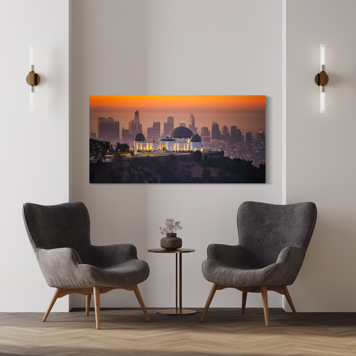 Griffith Observatory Print, Los Angeles Skyline Sunset Wall Art Metal Print, Canvas, Acrylic, Inkjet Photo Chris Fabregas Fine Art Photography Wall Art print High-quality fine art photography print