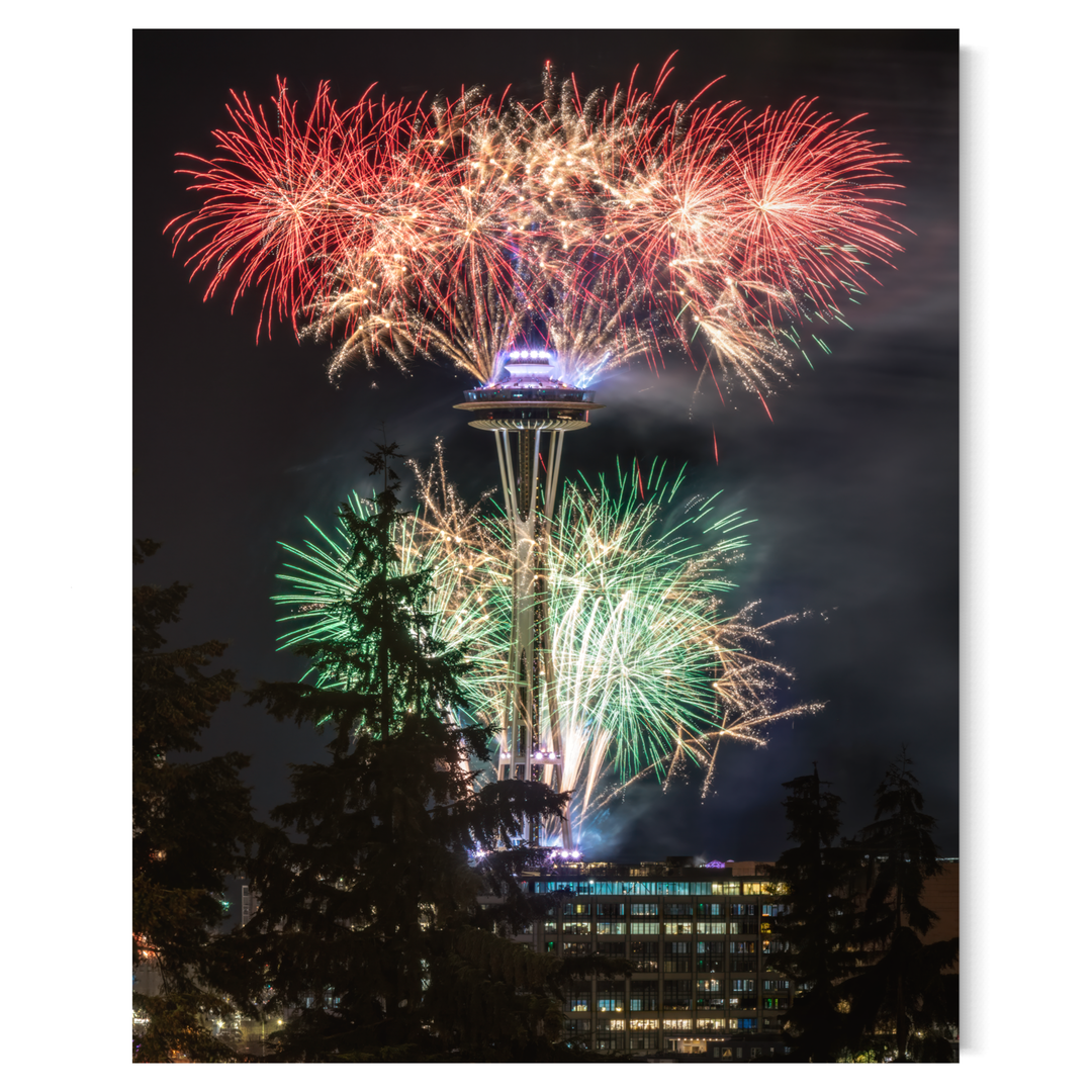 Space Needle New Year's Eve Fireworks Print, Seattle Skyline Art Chris Fabregas Fine Art Photography Wall Art print High-quality fine art photography print