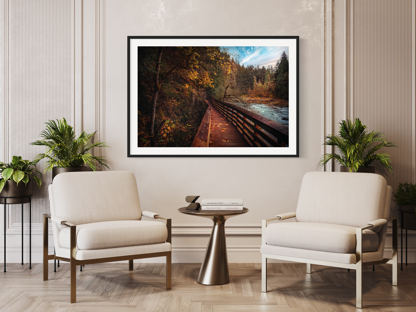Autumn Forest Boardwalk Pacific Northwest displayed in a home interior