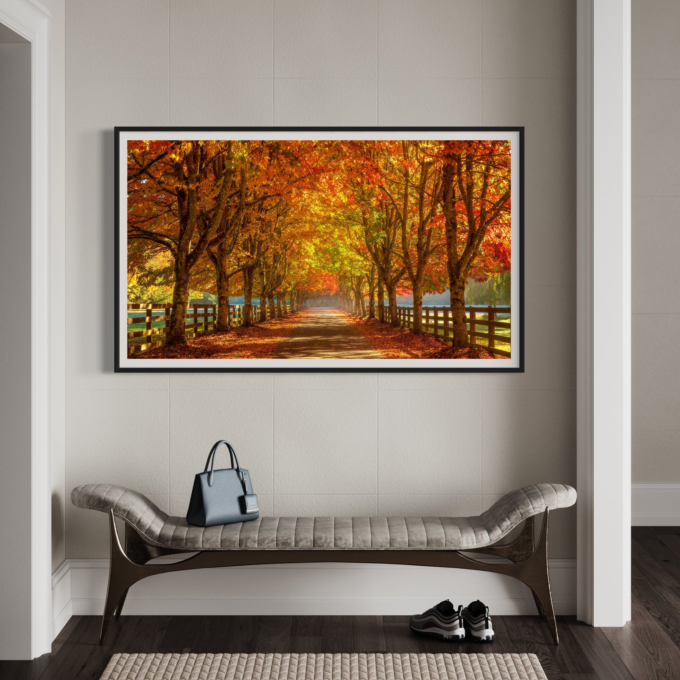 Autumn Road Digital Art for Samsung Frame TV | Vibrant Fall