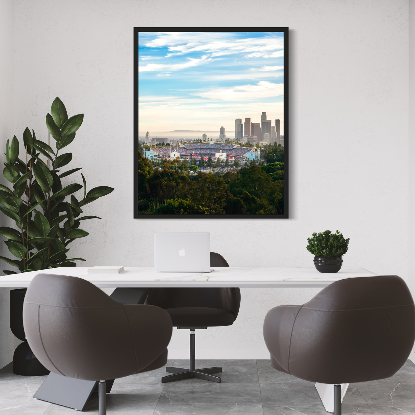 Dodger Stadium 2024 World Series Game 2 fine art print displayed in a styled room interior 3