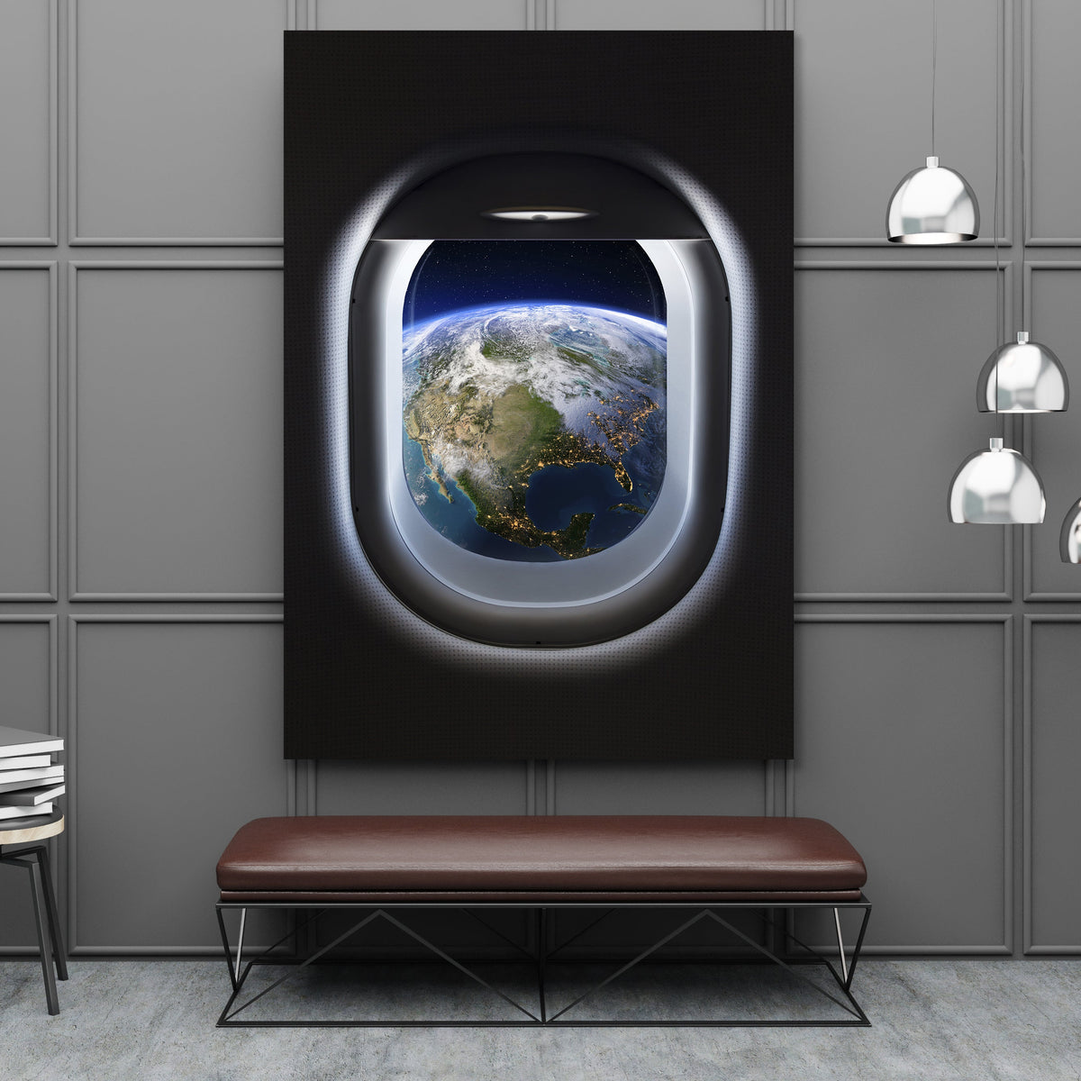 Earth Inspirational Canvas Wall Art displayed in an elegant room interior