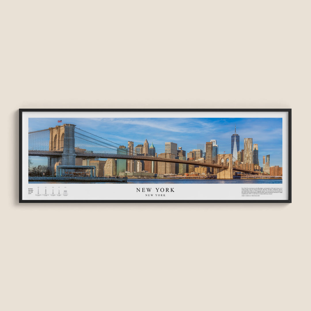 Chris Fabregas Fine Art Photography Panoramic Poster New York City Skyline Panoramic Print | 12"x36" Fine Art Wall Art | NYC Archival Quality Poster for Home & Office Decor Wall Art print High-quality fine art photography print 