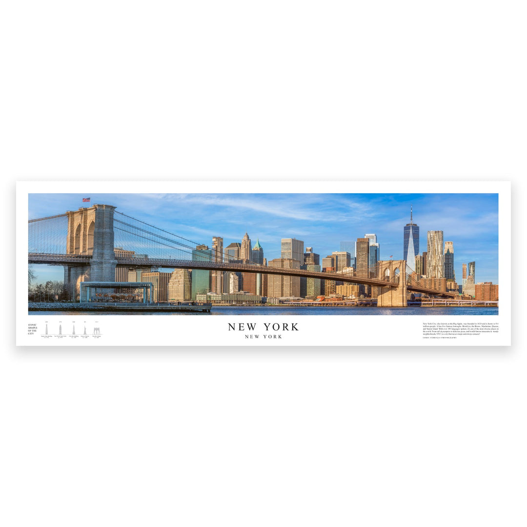 Chris Fabregas Fine Art Photography Panoramic Poster New York City Skyline Panoramic Print | 12"x36" Fine Art Wall Art | NYC Archival Quality Poster for Home & Office Decor Wall Art print High-quality fine art photography print 