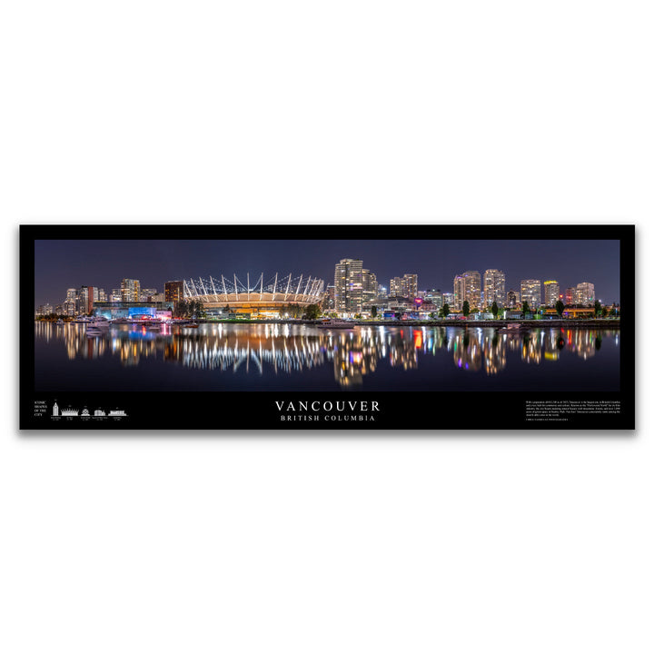 Chris Fabregas Fine Art Photography Poster Vancouver Skyline 12x36 Panoramic Poster | BC Place & Cityscape Art Wall Art print High-quality fine art photography print 