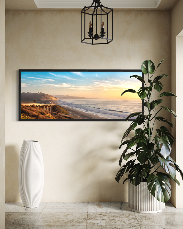 Chris Fabregas Fine Art Photography Metal Print, Canvas Del Mar Beach Sunset Print – Panoramic Coastal Wall Art, California Wall Art print High-quality fine art photography print 