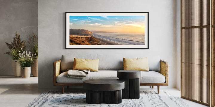 Chris Fabregas Fine Art Photography Metal Print, Canvas Del Mar Beach Sunset Print – Panoramic Coastal Wall Art, California Wall Art print High-quality fine art photography print 