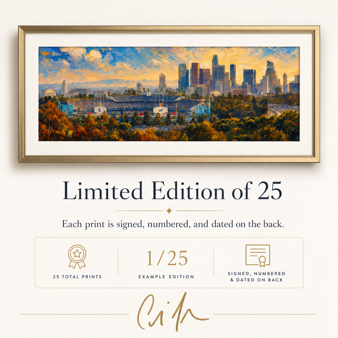 Limited Edition of 25 signed numbered and dated Dodger Stadium fine art print