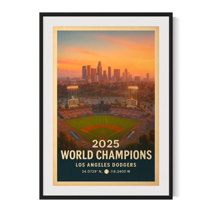 Dodger Stadium Sunset 2025 Champions printable artwork preview
