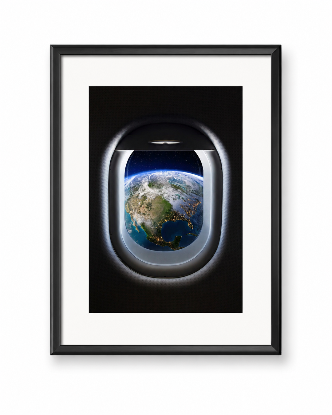 Earth Inspirational Canvas Wall Art in a black frame with white mat