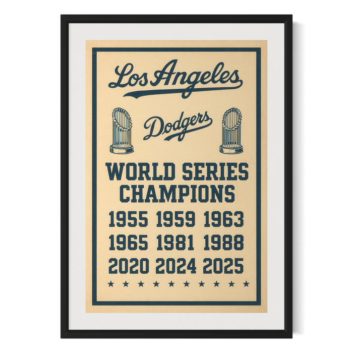 Dodgers World Series Champions Digital Poster 1955–2025 printable artwork preview