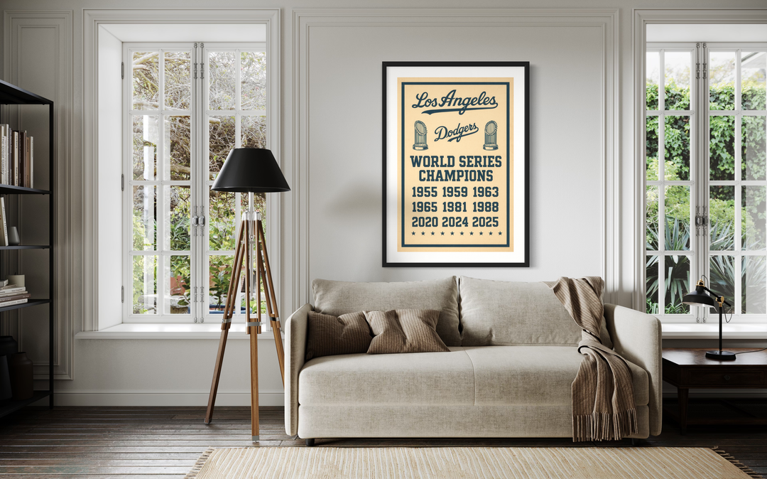 Los Angeles Dodgers World Series Champions Poster | 1955–2025 Championship Years Vintage Wall Art | Instant JPEG Download Digital Download Chris Fabregas Fine Art Photography Wall Art print High-quality fine art photography print 