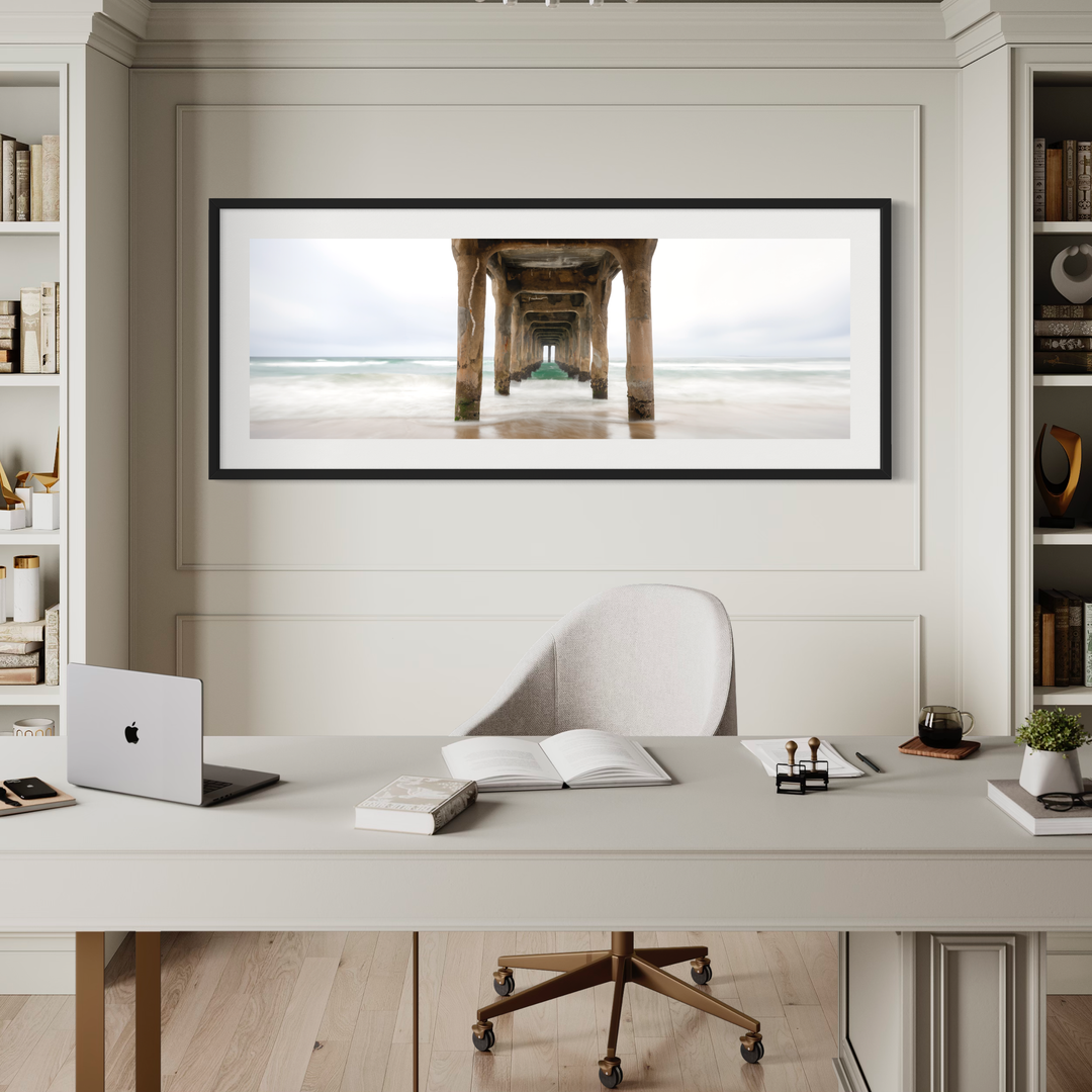 Manhattan Beach Pier Print, Panoramic Ocean Photo, Coastal Wall Art Metal Print, Canvas, Acrylic, Inkjet Photo Chris Fabregas Fine Art Photography Wall Art print High-quality fine art photography print 