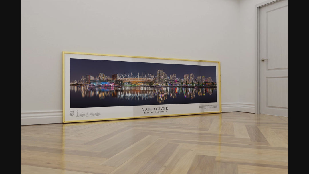 Vancouver Skyline 12x36 Panoramic Poster | BC Place & Cityscape Art