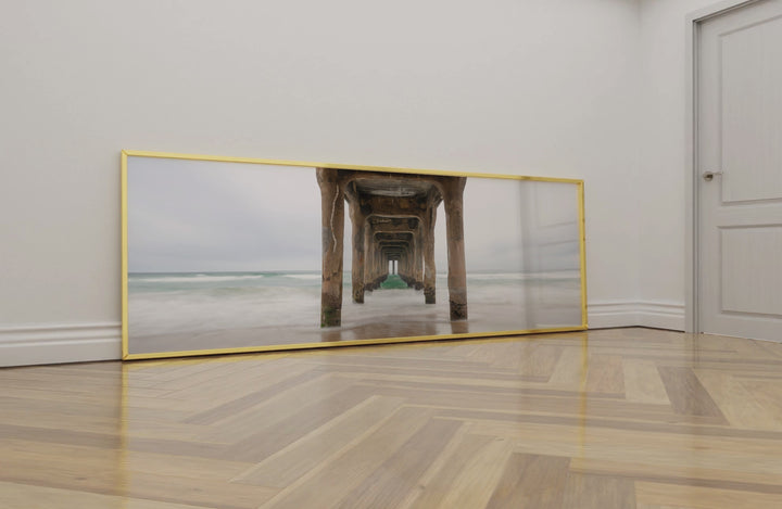 Manhattan Beach Pier Print, Panoramic Ocean Photo, Coastal Wall Art