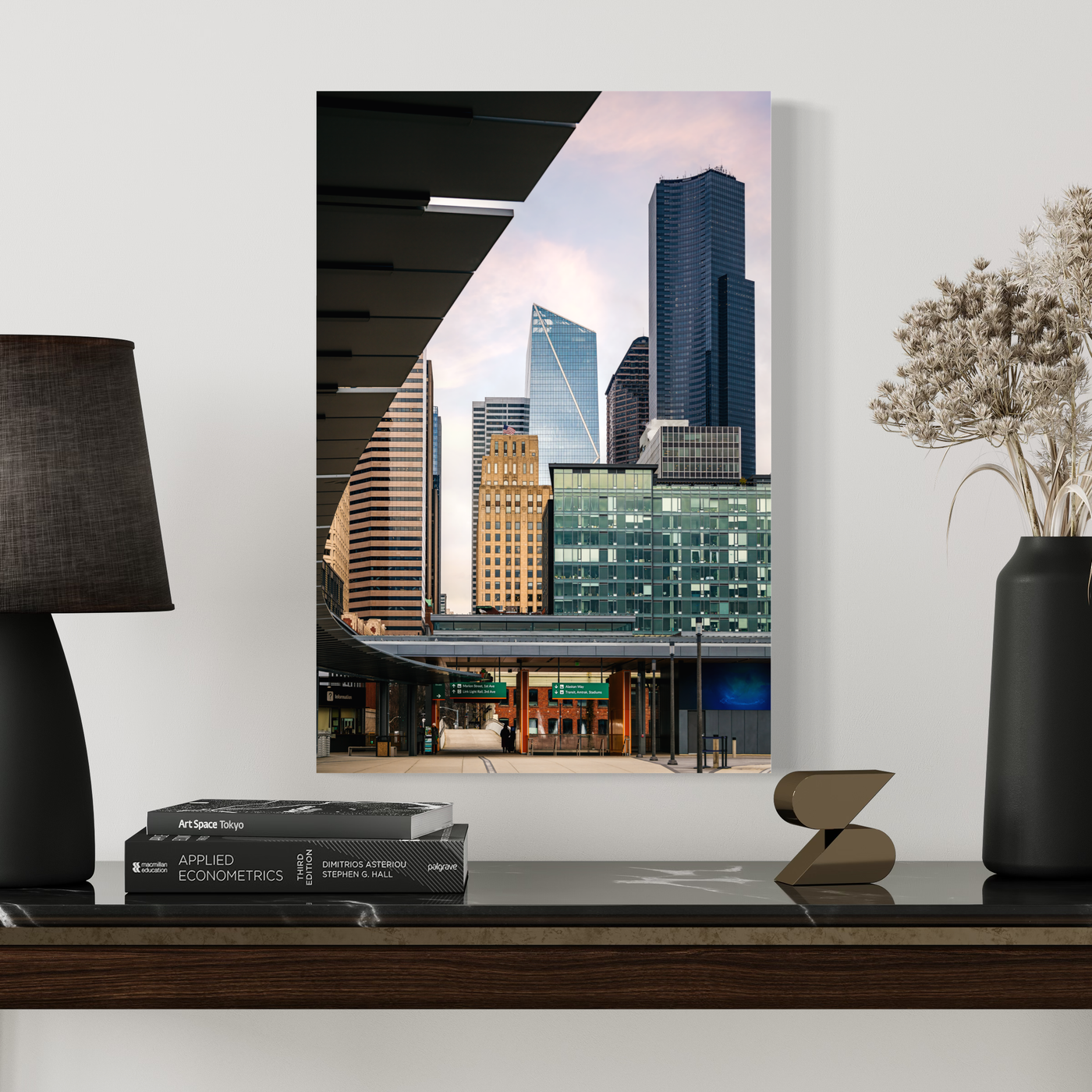 Seattle Downtown Architecture displayed in a styled room interior