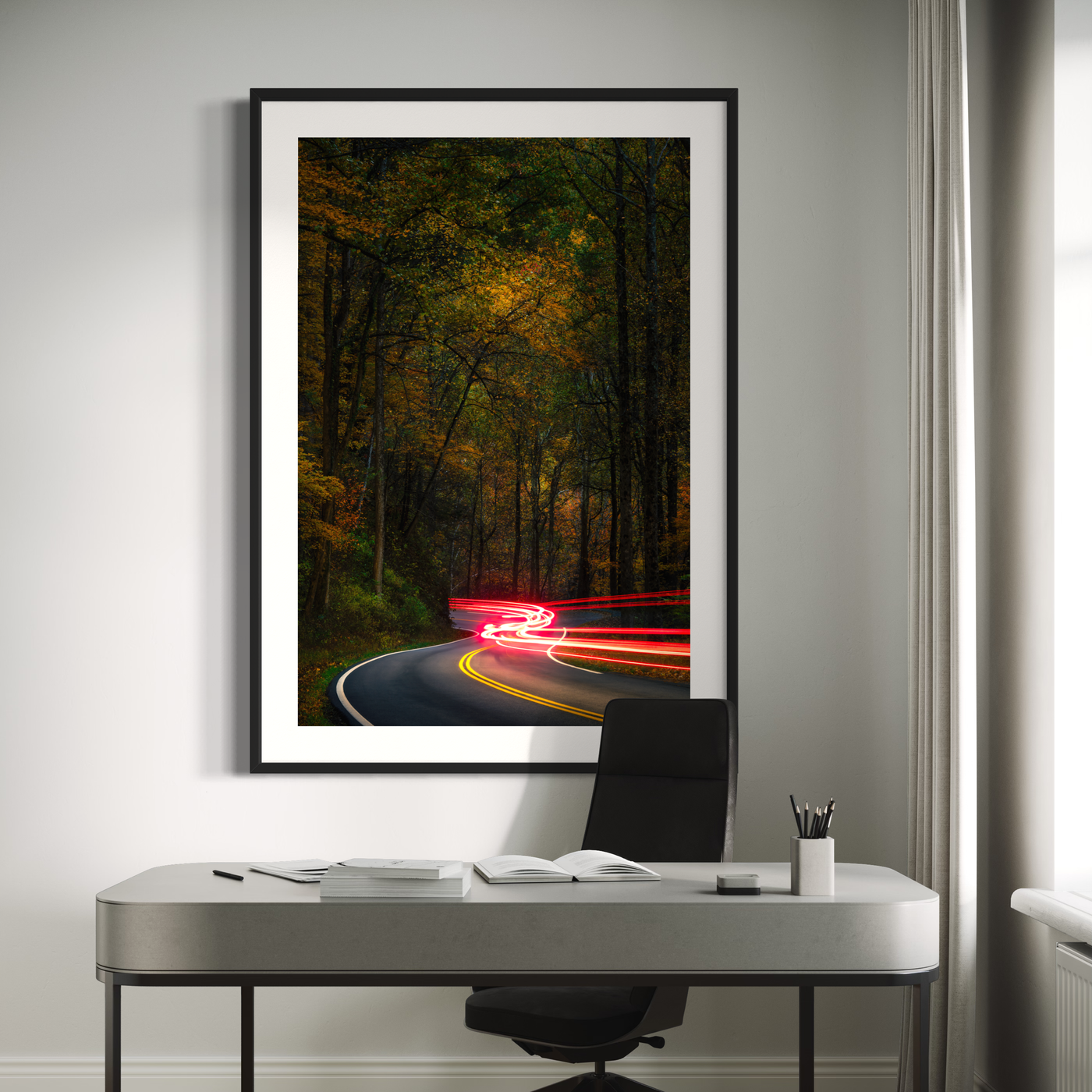 Smoky Mountains Light Trails Tennessee displayed in a home interior