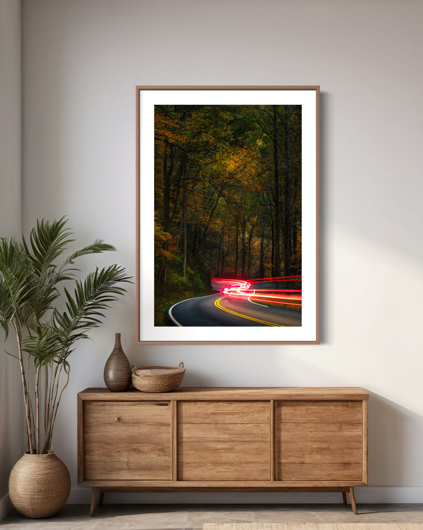 Smoky Mountains Light Trails Tennessee displayed in a contemporary room interior