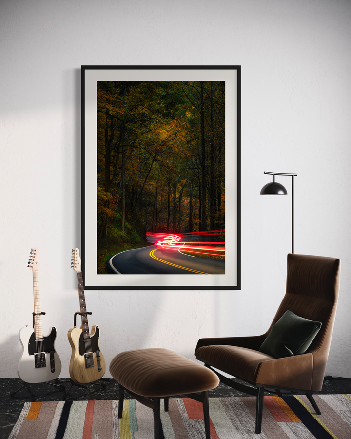SMOKY MOUNTAINS LIGHT TRAILS PHOTOGRAPHY PRINT | TENNESSEE WALL ART Metal Print, Canvas, Acrylic, Inkjet Photo Chris Fabregas Photography Wall Art print High-quality fine art photography print 