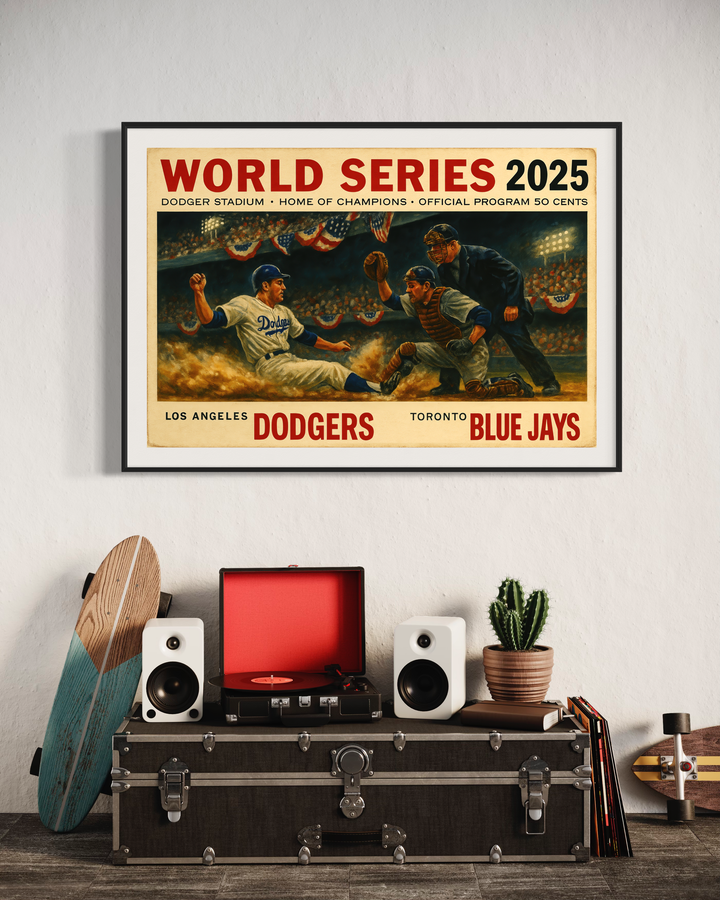 World Series 2025 Poster Printable | Dodgers vs Blue Jays Vintage Program Cover | Dodger Stadium Baseball Wall Art | JPEG Download Digital Download Chris Fabregas Fine Art Photography Wall Art print High-quality fine art photography print 