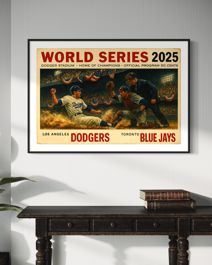 World Series 2025 Poster Printable | Dodgers vs Blue Jays Vintage Program Cover | Dodger Stadium Baseball Wall Art | JPEG Download Digital Download Chris Fabregas Fine Art Photography Wall Art print High-quality fine art photography print 