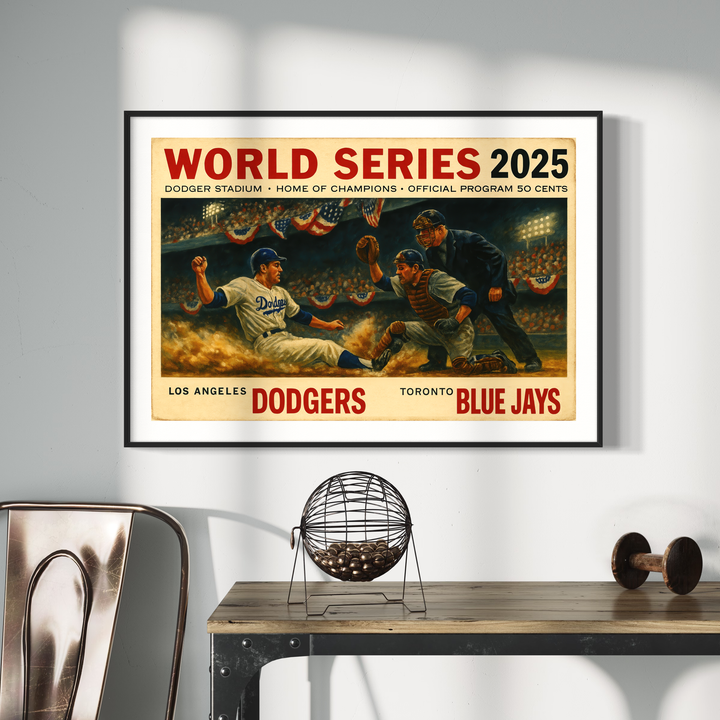 World Series 2025 Poster Printable | Dodgers vs Blue Jays Vintage Program Cover | Dodger Stadium Baseball Wall Art | JPEG Download Digital Download Chris Fabregas Fine Art Photography Wall Art print High-quality fine art photography print 