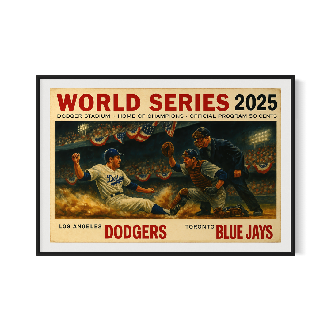 World Series 2025 Poster Printable | Dodgers vs Blue Jays Vintage Program Cover | Dodger Stadium Baseball Wall Art | JPEG Download Digital Download Chris Fabregas Fine Art Photography Wall Art print High-quality fine art photography print 