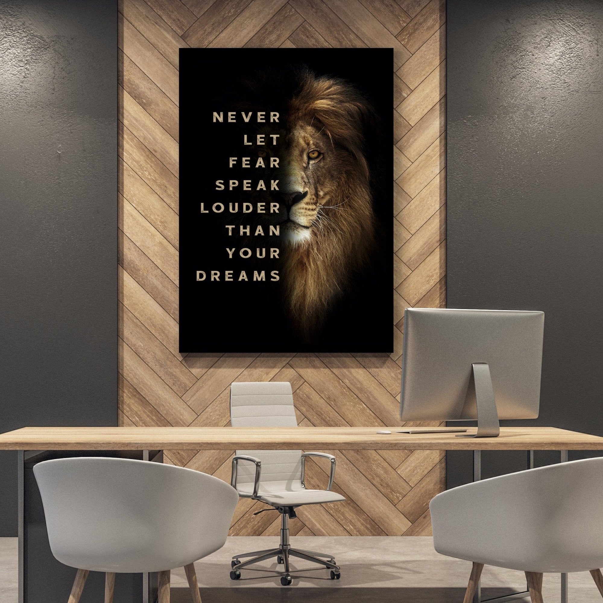 Lion Motivational Canvas Wall Art - Never Let Fear Speak Louder Than ...