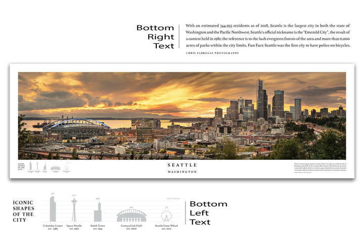 Chris Fabregas Fine Art Photography Panoramic Poster Seattle Skyline Panoramic Print From Beacon Hill Wall Art print