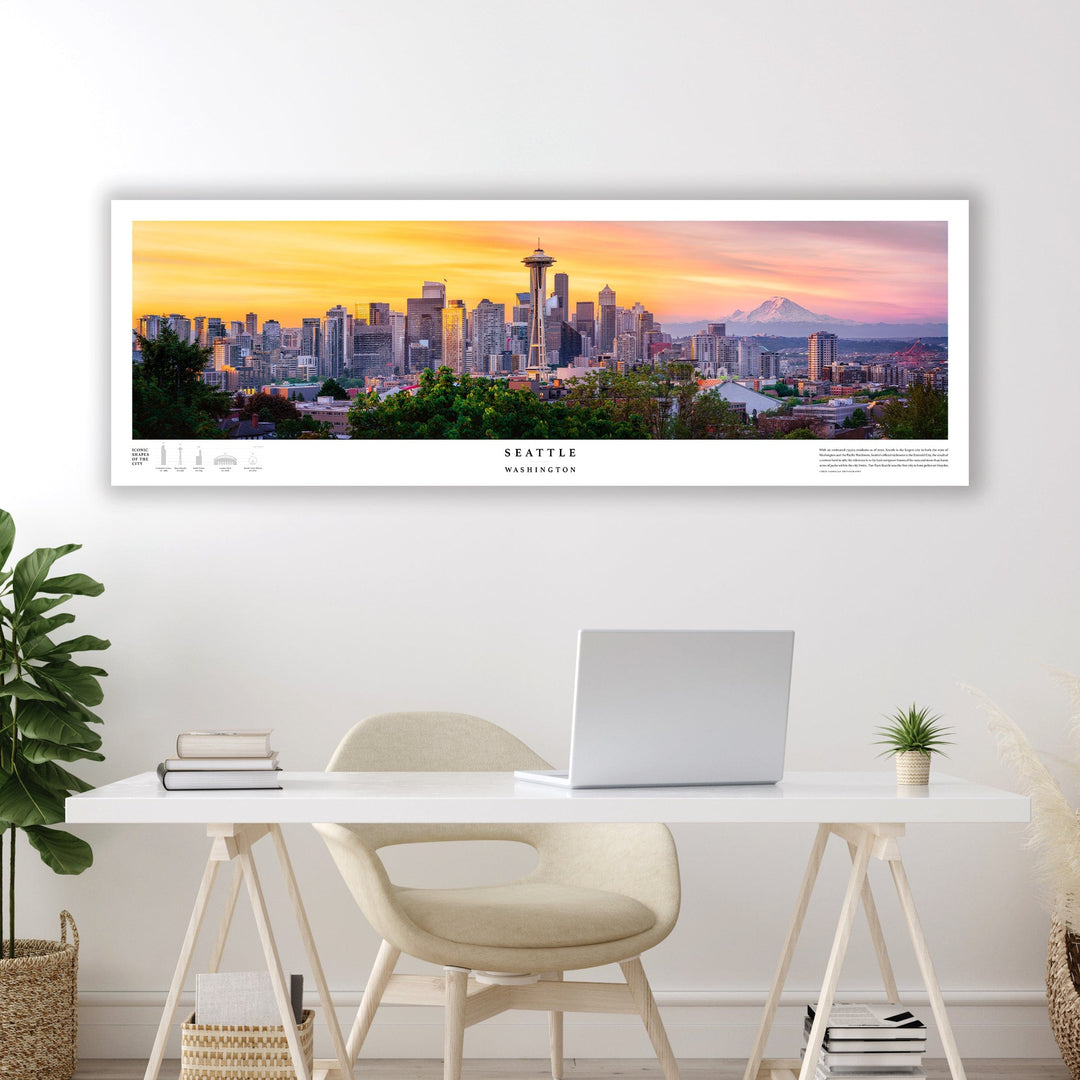 Chris Fabregas Fine Art Photography Panoramic Poster Seattle Skyline Panoramic Print From Kerry Park Updated Skyline Wall Art print