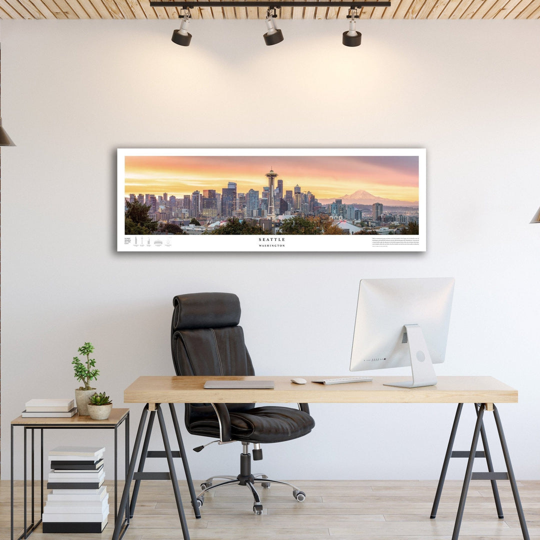 Chris Fabregas Fine Art Photography Panoramic Poster Seattle Skyline Panoramic Print From Kerry Park Wall Art print