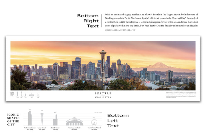 Chris Fabregas Fine Art Photography Panoramic Poster Seattle Skyline Panoramic Print From Kerry Park Wall Art print