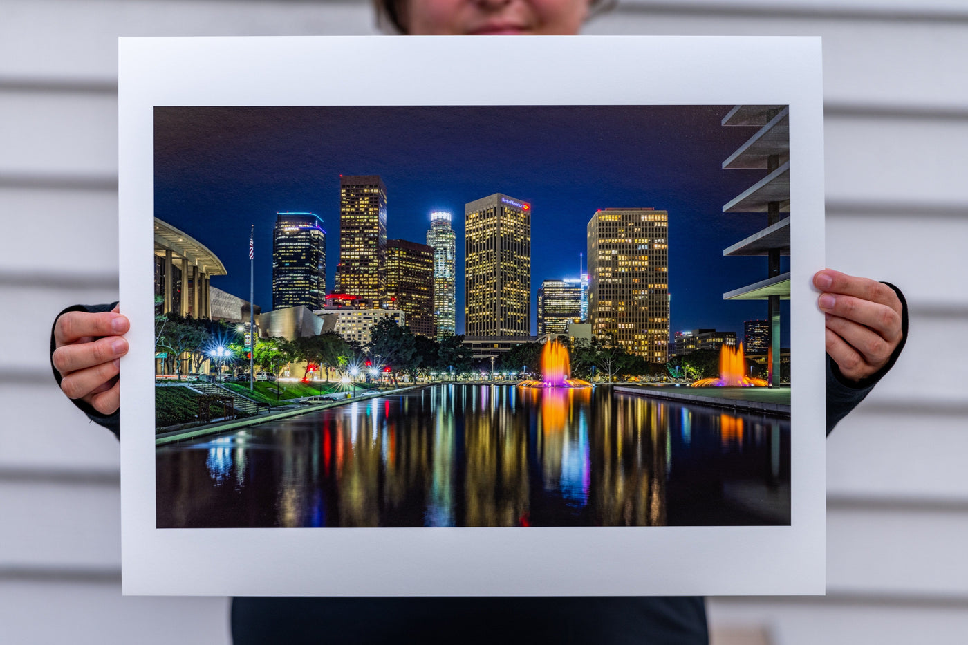 Downtown Los Angeles Night displayed in a modern room interior