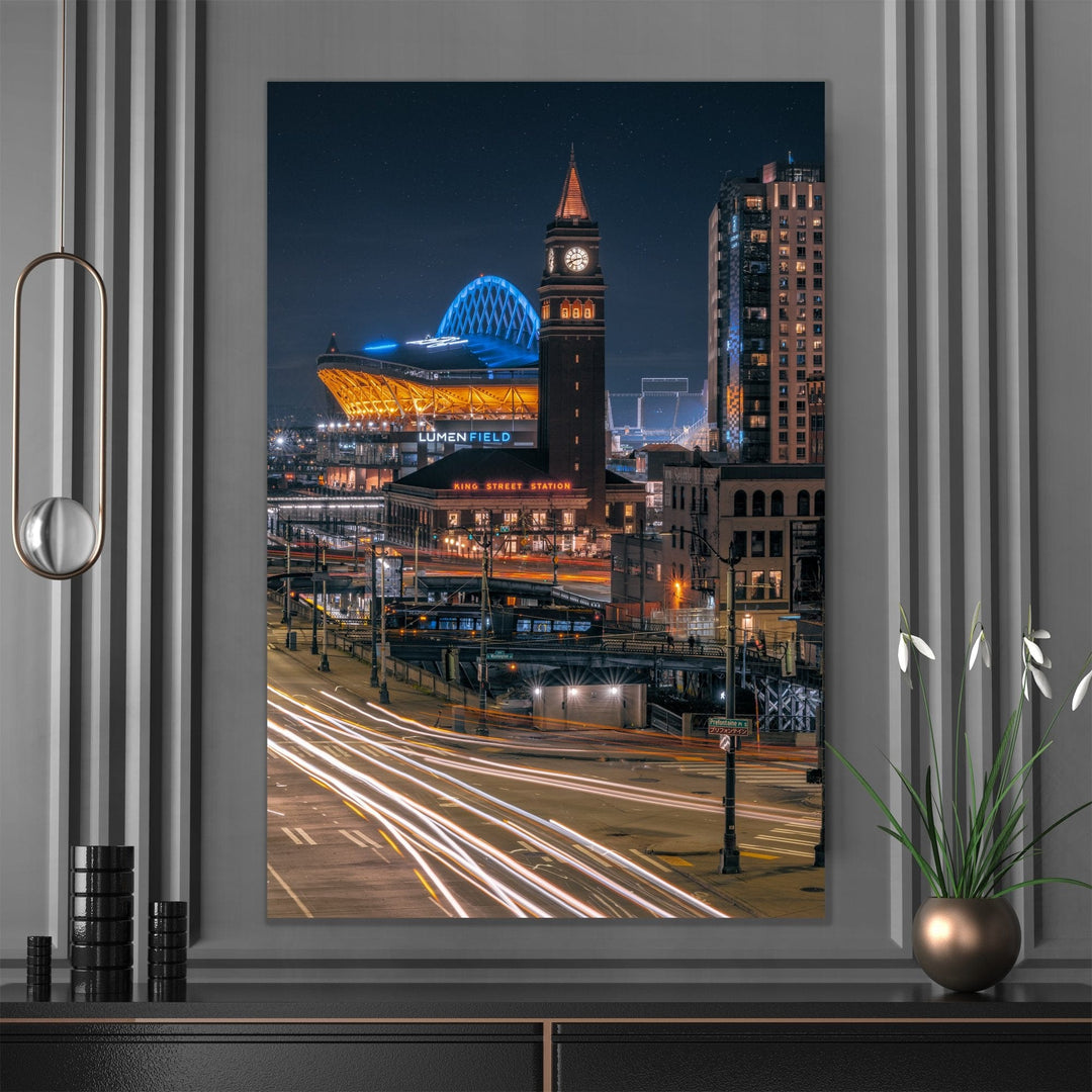 Chris Fabregas Photography Metal, Canvas, Paper Downtown Seattle Lumen Field & King Street Station Wall Art print