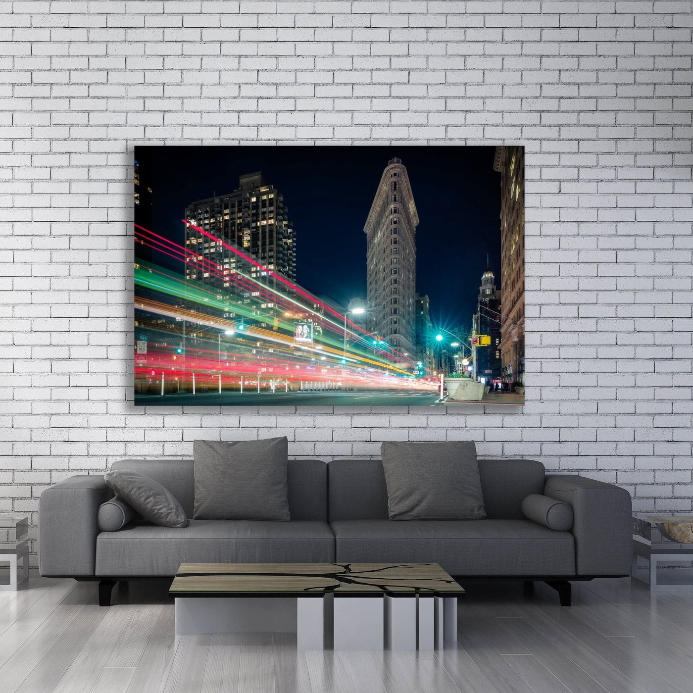 Flatiron Building New York City displayed in a refined room interior