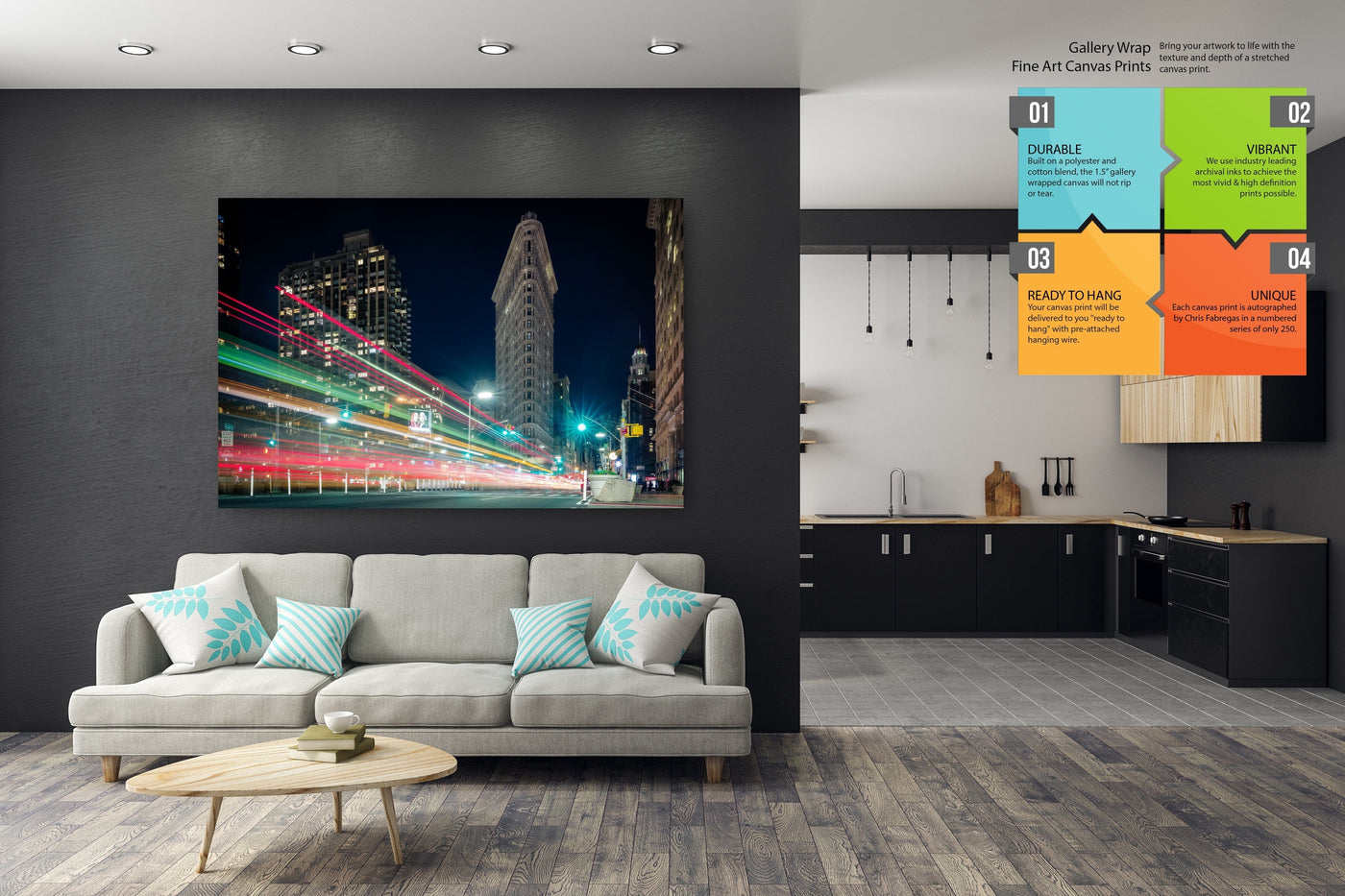 Flatiron Building New York City displayed in an elegant room interior