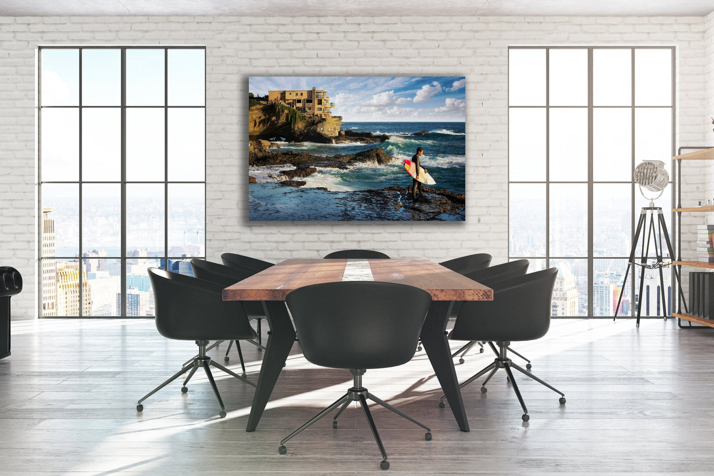 Laguna Beach High Surf displayed in a modern room interior