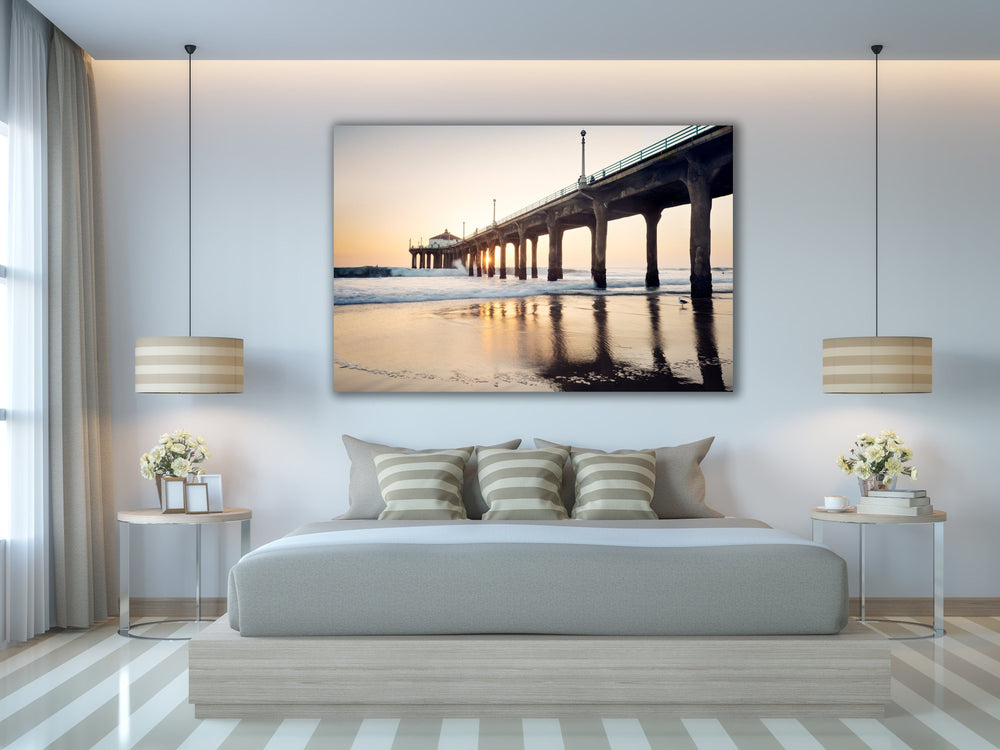 Chris Fabregas Photography Metal, Canvas, Paper Manhattan Beach Pier At Sunset, Wall Art Photography Wall Art print