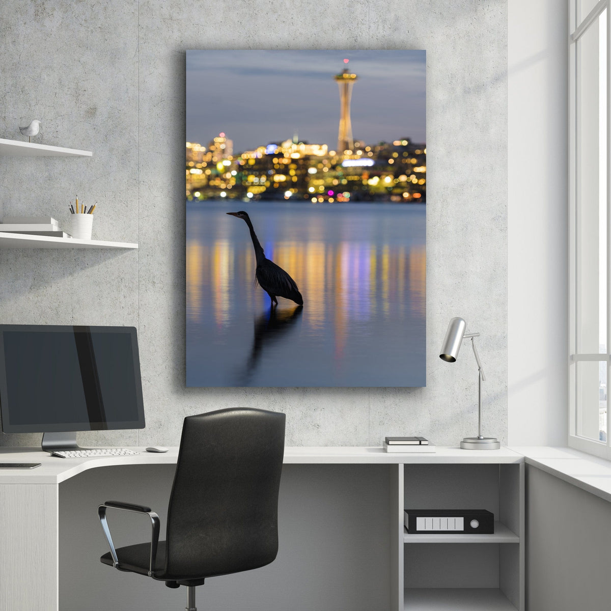 Great Blue Heron Wildlife shown as a Metal print