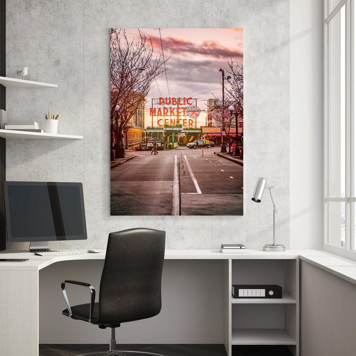 Pike Place Market Seattle shown as a Metal print