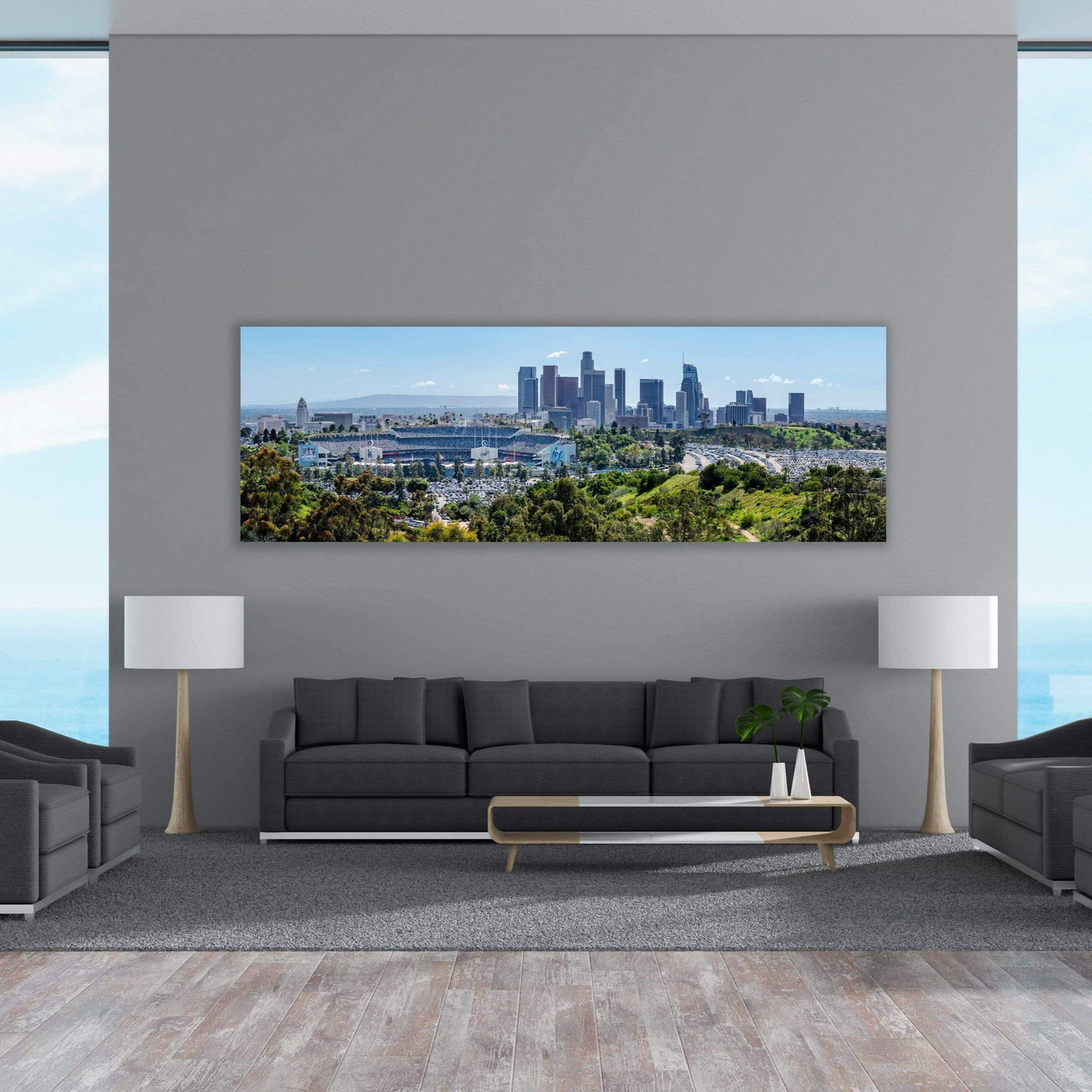 Dodger Stadium 2019 Opening Day Fine Art Print displayed in a styled room interior 1