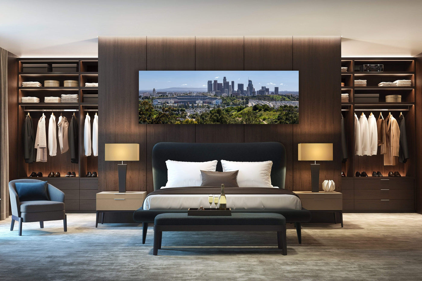 Dodger Stadium 2019 Opening Day Fine Art Print displayed in a styled room interior 2