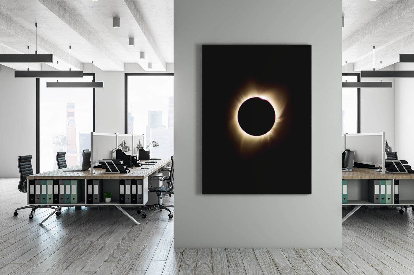 2017 Solar Eclipse Over Grand Teton displayed in a refined room interior