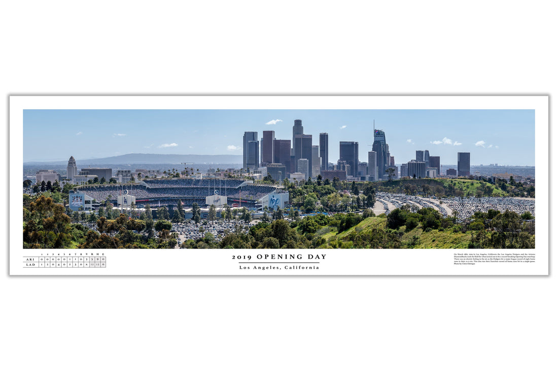 Dodger Stadium 2019 Opening Day Boxscore Poster fine art print preview